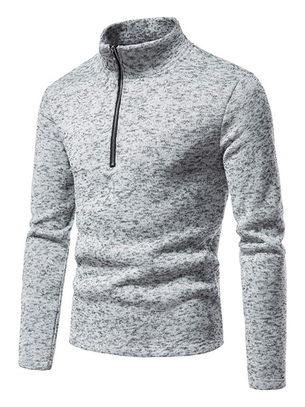 Men's solid color turtleneck zipper long sleeve sweatshirt - Image 11