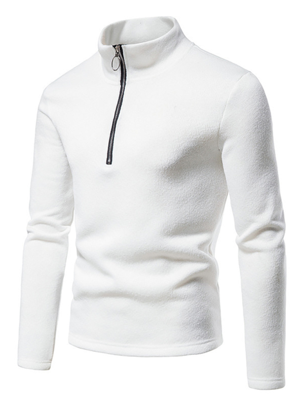 Men's solid color turtleneck zipper long sleeve sweatshirt - Image 5