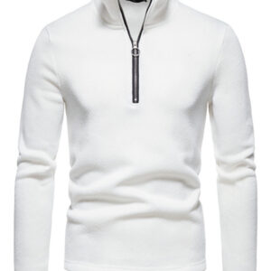 Men's solid color turtleneck zipper long sleeve sweatshirt