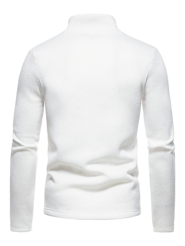 Men's solid color turtleneck zipper long sleeve sweatshirt - Image 6
