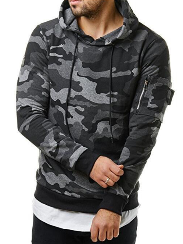 Men's camouflage pocket long-sleeved hoodie - Image 7