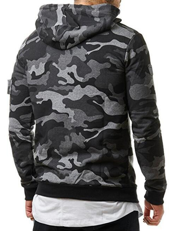 Men's camouflage pocket long-sleeved hoodie - Image 8