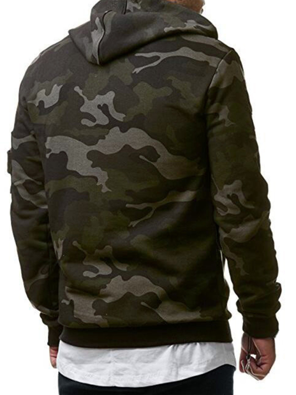 Men's camouflage pocket long-sleeved hoodie - Image 3