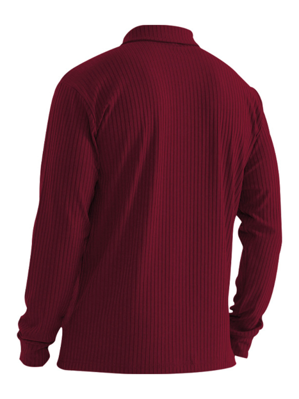 New Men's Lapel Long Sleeve T-Shirt Slim Fit Sports Lapel Polo Shirt - Image 6