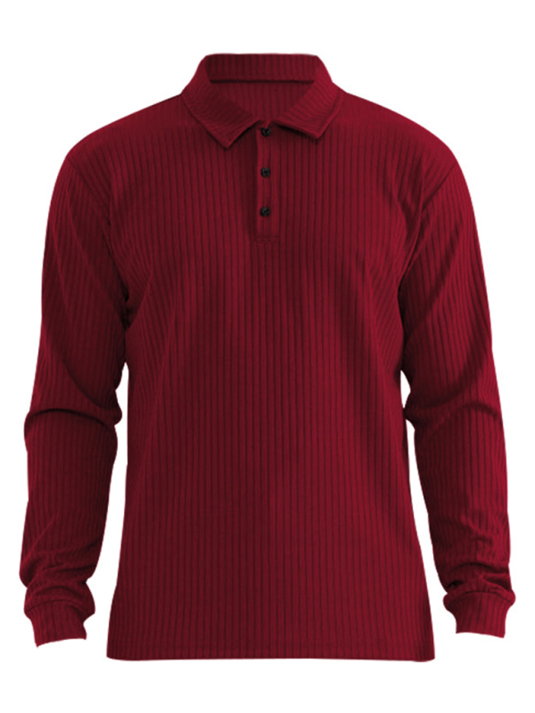 New Men's Lapel Long Sleeve T-Shirt Slim Fit Sports Lapel Polo Shirt - Image 7