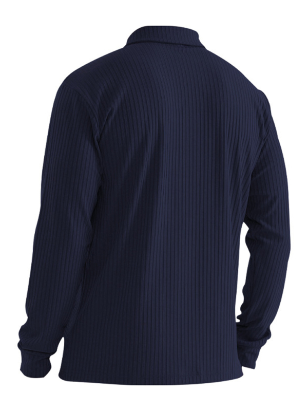 New Men's Lapel Long Sleeve T-Shirt Slim Fit Sports Lapel Polo Shirt - Image 4