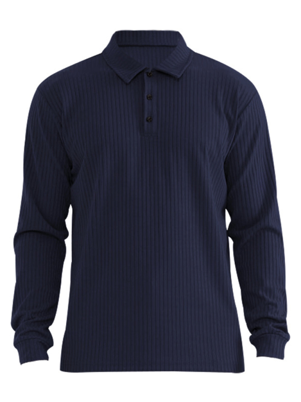 New Men's Lapel Long Sleeve T-Shirt Slim Fit Sports Lapel Polo Shirt - Image 3