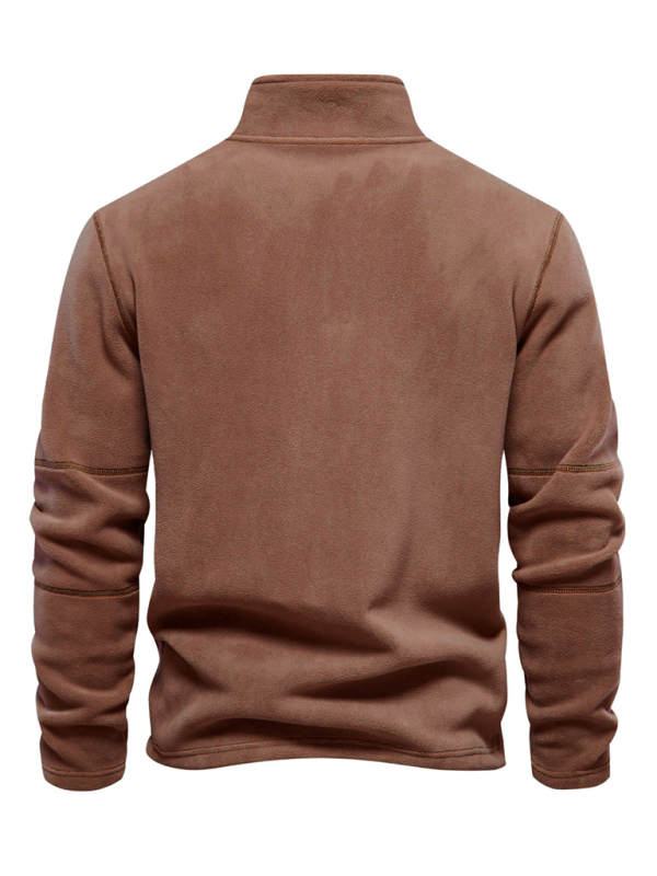 New men's polar fleece sweatshirt stand collar half zipper long sleeve sweatshirt - Image 2