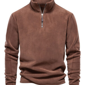 New men's polar fleece sweatshirt stand collar half zipper long sleeve sweatshirt