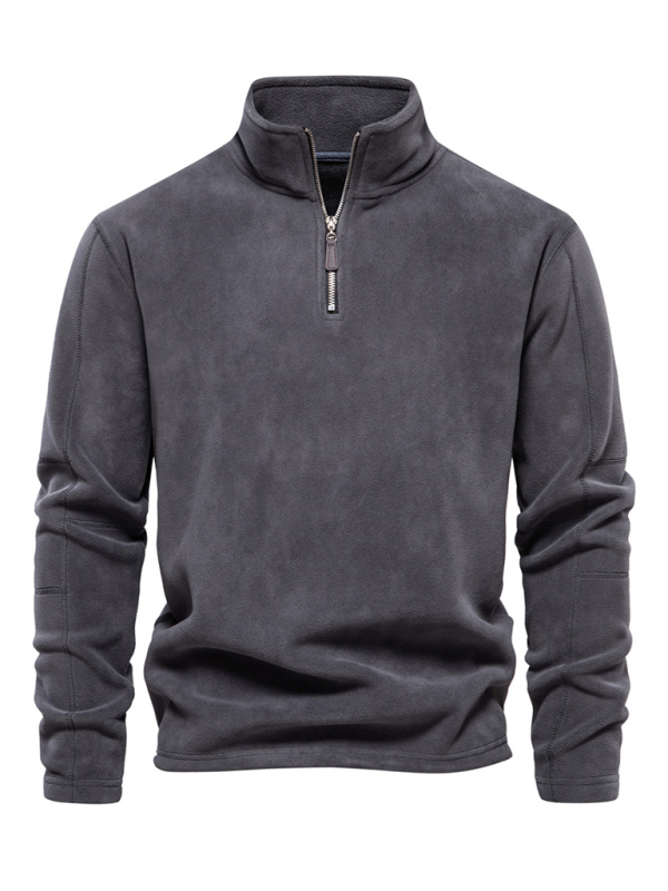 New men's polar fleece sweatshirt stand collar half zipper long sleeve sweatshirt - Image 3