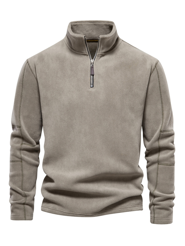 New men's polar fleece sweatshirt stand collar half zipper long sleeve sweatshirt - Image 9