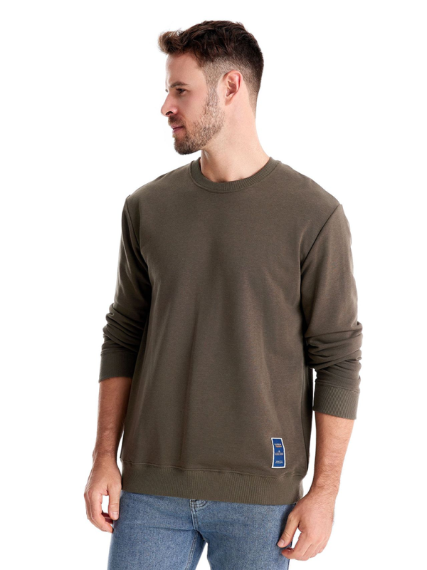 Men's Loose Solid Color Round Neck Casual Long Sleeve Sweatshirt - Image 12
