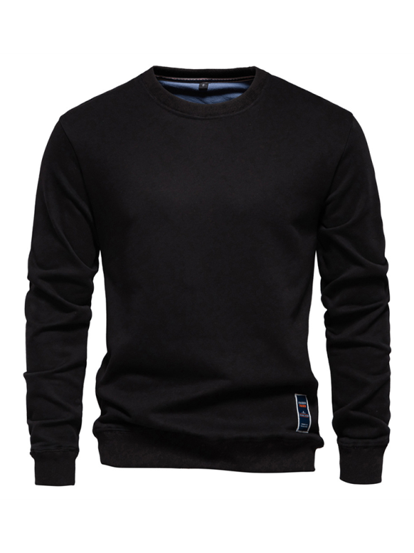 Men's Loose Solid Color Round Neck Casual Long Sleeve Sweatshirt - Image 7