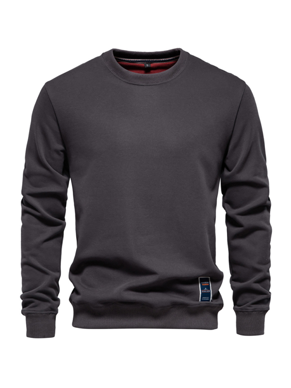 Men's Loose Solid Color Round Neck Casual Long Sleeve Sweatshirt - Image 4
