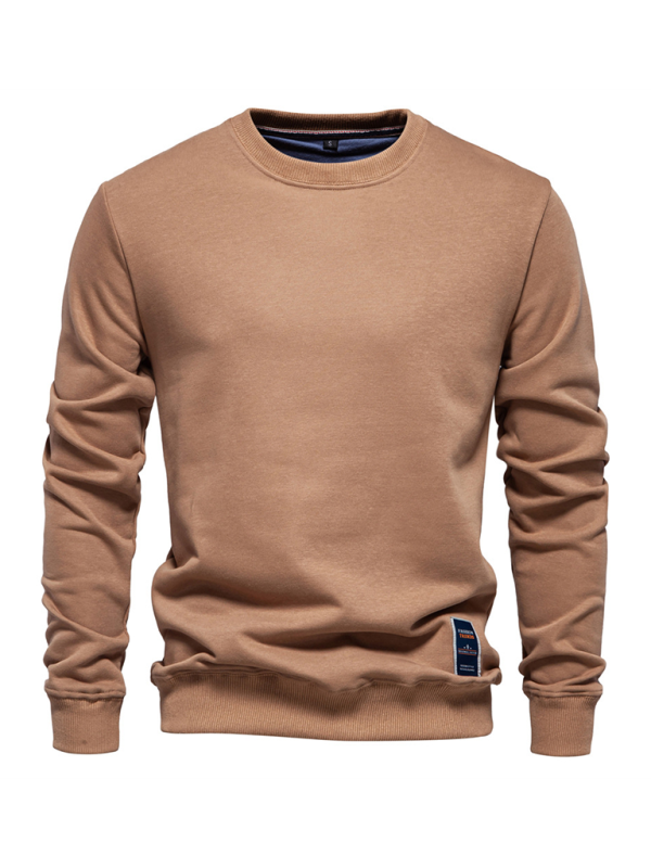 Men's Loose Solid Color Round Neck Casual Long Sleeve Sweatshirt - Image 3
