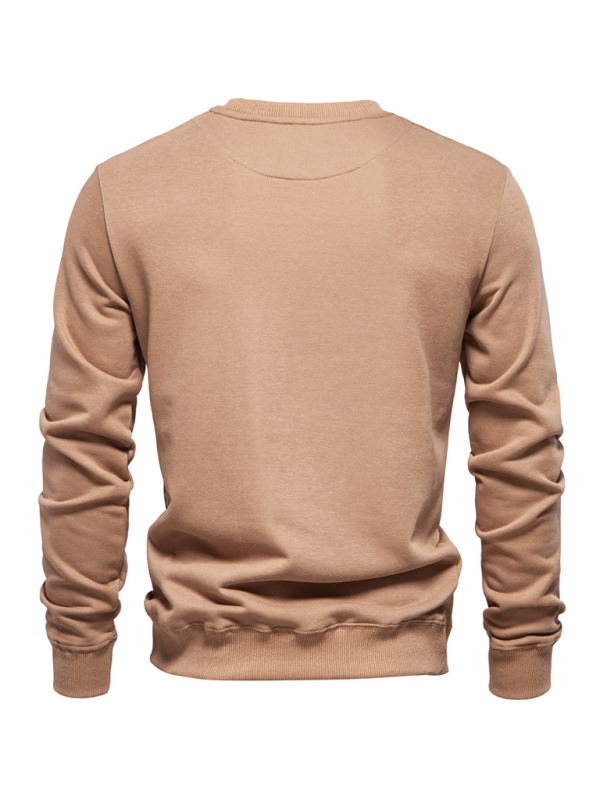 Men's Loose Solid Color Round Neck Casual Long Sleeve Sweatshirt - Image 14