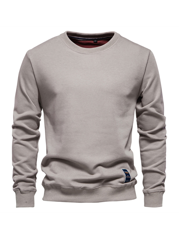 Men's Loose Solid Color Round Neck Casual Long Sleeve Sweatshirt - Image 2