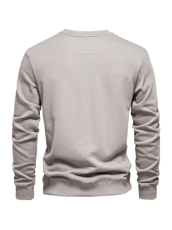 Men's Loose Solid Color Round Neck Casual Long Sleeve Sweatshirt - Image 13