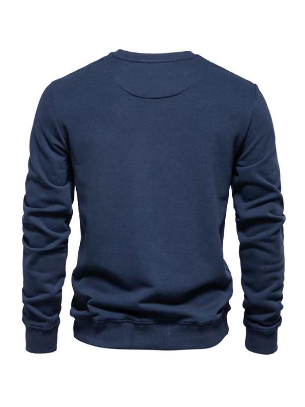 Men's Loose Solid Color Round Neck Casual Long Sleeve Sweatshirt - Image 19