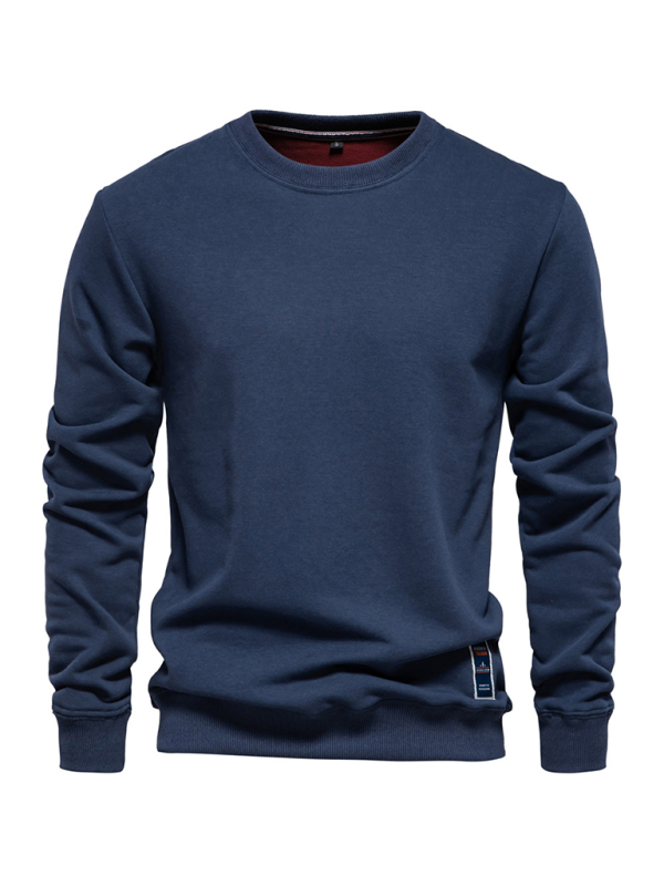 Men's Loose Solid Color Round Neck Casual Long Sleeve Sweatshirt - Image 8