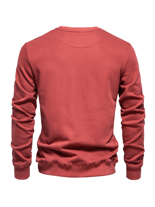 Men's Loose Solid Color Round Neck Casual Long Sleeve Sweatshirt - Image 17