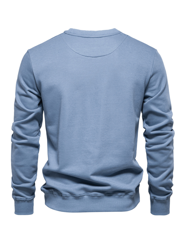 Men's Loose Solid Color Round Neck Casual Long Sleeve Sweatshirt - Image 16
