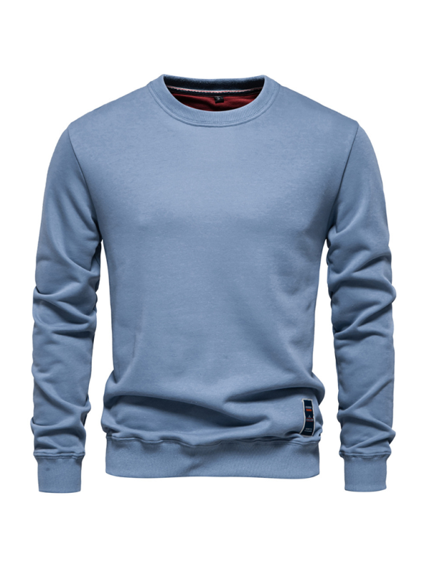 Men's Loose Solid Color Round Neck Casual Long Sleeve Sweatshirt - Image 5