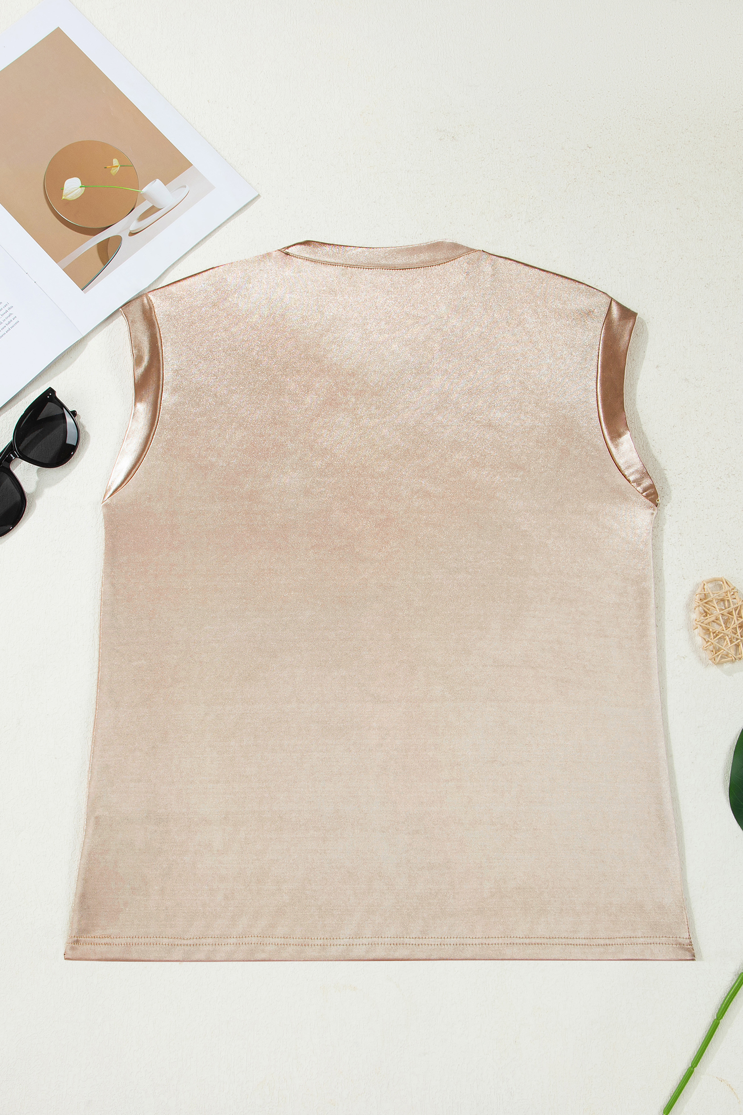 Gold Round Neck Metallic Tank Top - Image 7