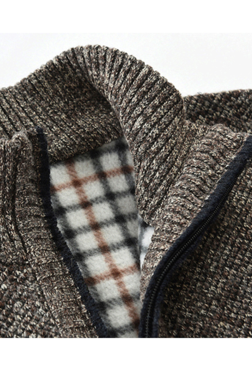 Men's Zip Vest Solid Color Stand Collar Sleeveless Knit Cardigan - Image 4