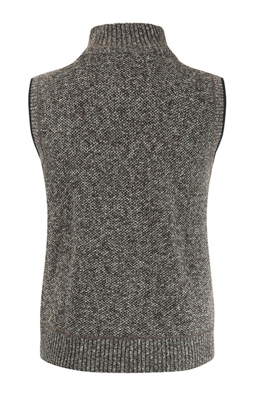 Men's Zip Vest Solid Color Stand Collar Sleeveless Knit Cardigan - Image 3