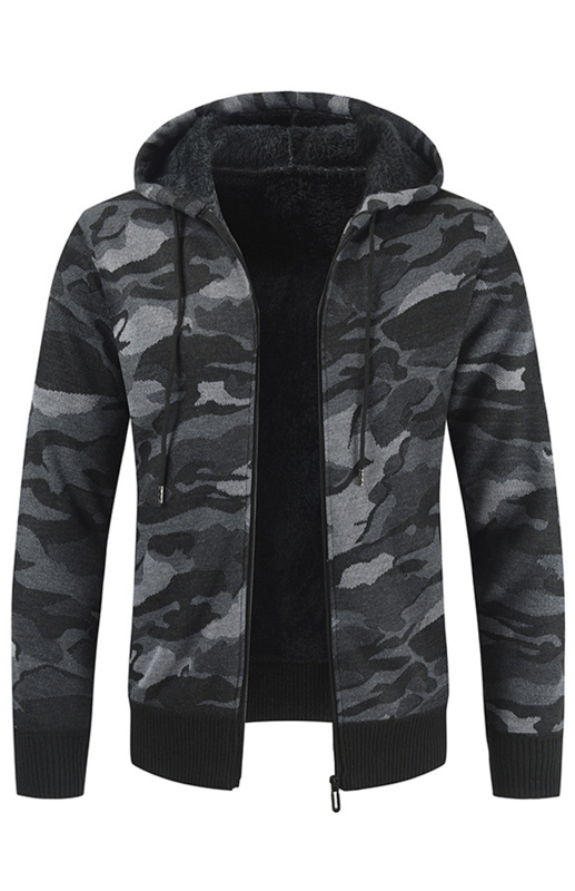 Men's Hooded Sweater Cardigan Camo Hooded Athleisure Sweater - Image 3