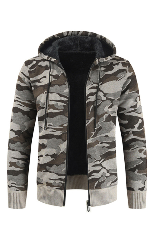Men's Hooded Sweater Cardigan Camo Hooded Athleisure Sweater - Image 2