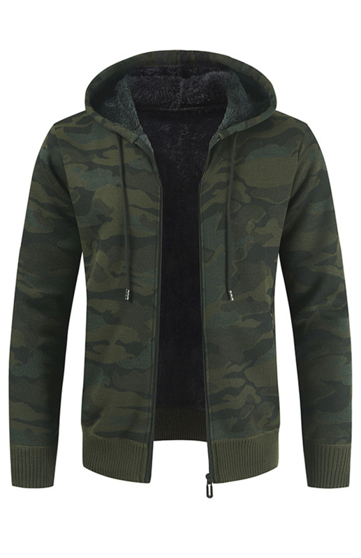Men's Hooded Sweater Cardigan Camo Hooded Athleisure Sweater - Image 4