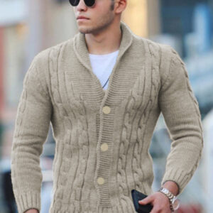 New Sweater Men's Knitted Cardigan Solid Color Slim Men's Jacket