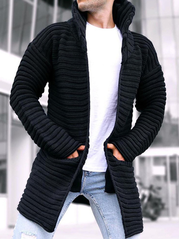 Men's turtleneck long sleeve knitted sweater cardigan - Image 2