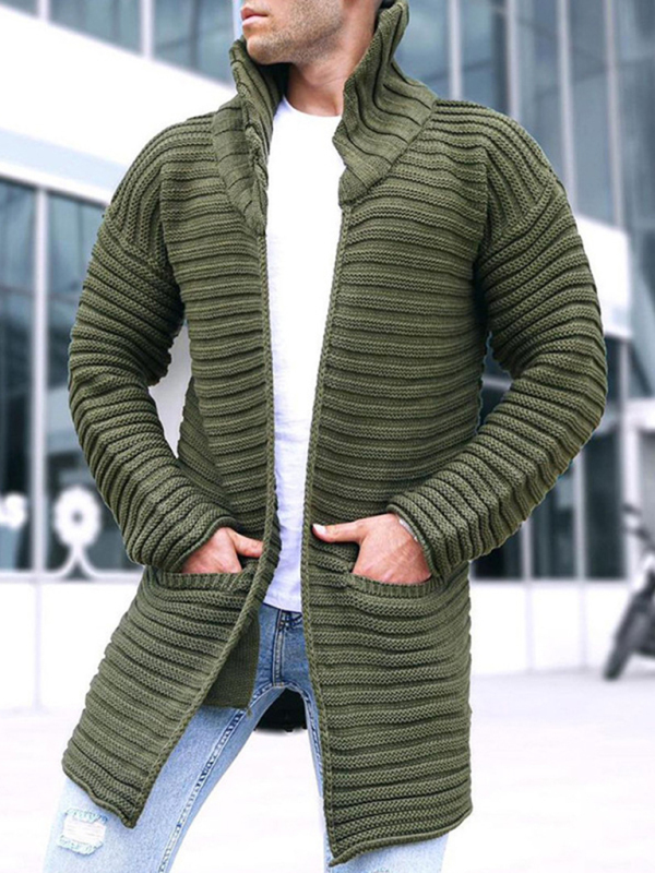 Men's turtleneck long sleeve knitted sweater cardigan - Image 4