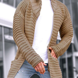 Men's turtleneck long sleeve knitted sweater cardigan