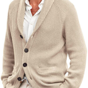Men's new style lapel long sleeve knitted jacket fashion sweater