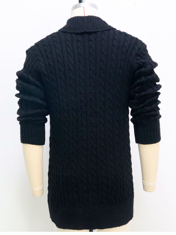 Men's mid-length knitted sweater Thick-knit twisted cardigan woolen jacket - Image 7