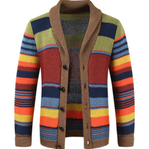 Men's Button Casual Color Striped Cardigan