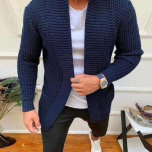 Men's new solid color loose casual knitted cardigan