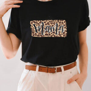 **Leopard Print Mama Graphic Tee Shirt**