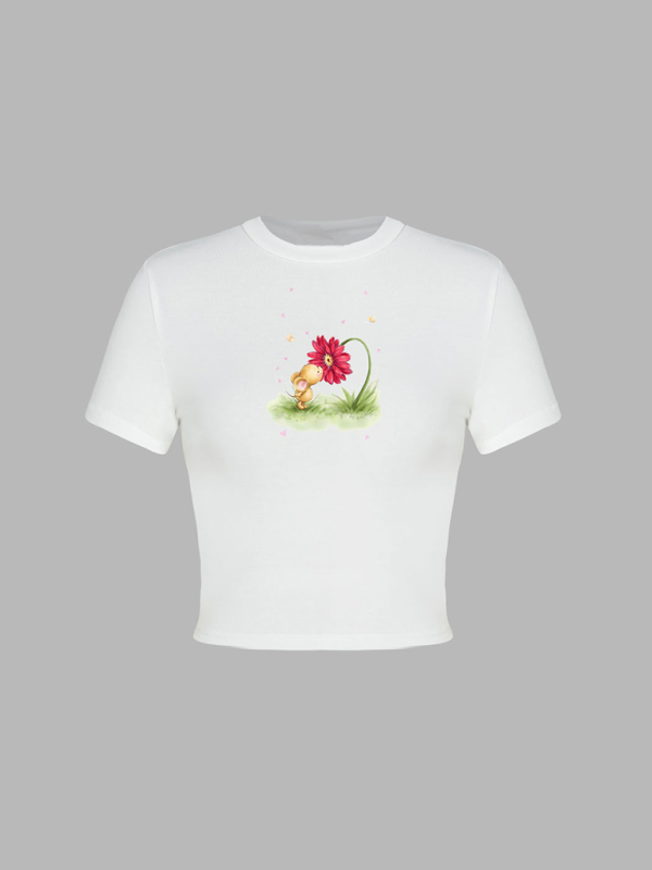 Women's new Easter egg bunny printed T-shirt Y2K tight top printed T-shirt - Image 9